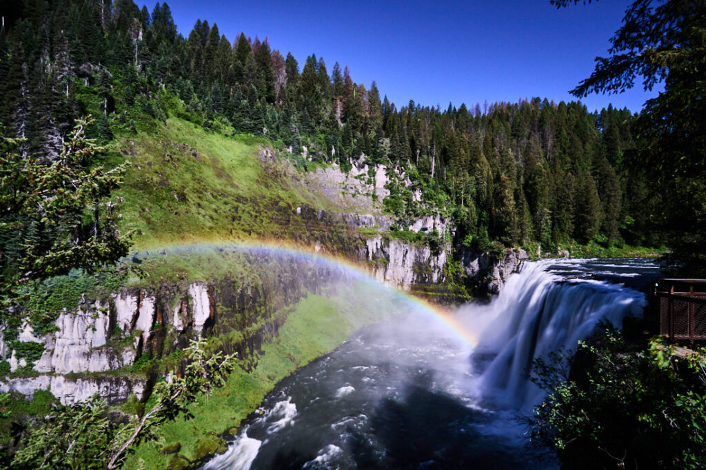 Mesa Falls timelapse with rainbow, Caribou-Targhee National Forest, Idaho