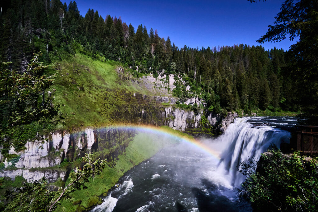 Mesa Falls timelapse with rainbow, Caribou-Targhee National Forest, Idaho