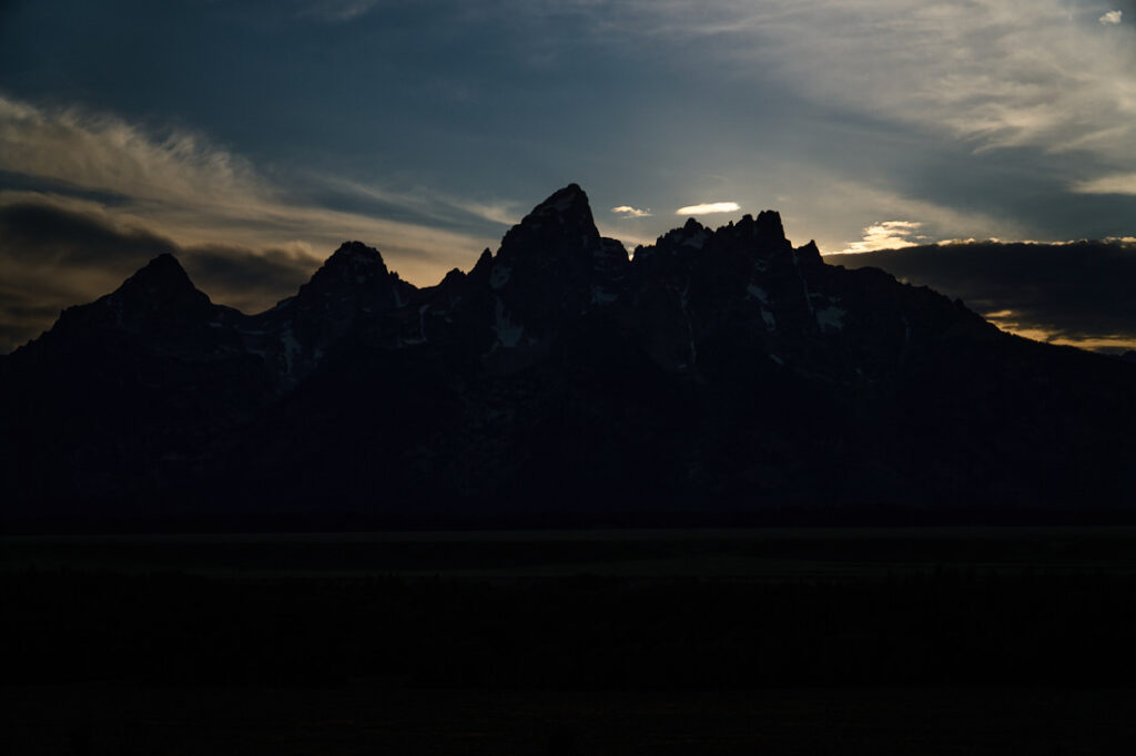 Grand Tetons silhouette at sunset, Grand Teton National Park