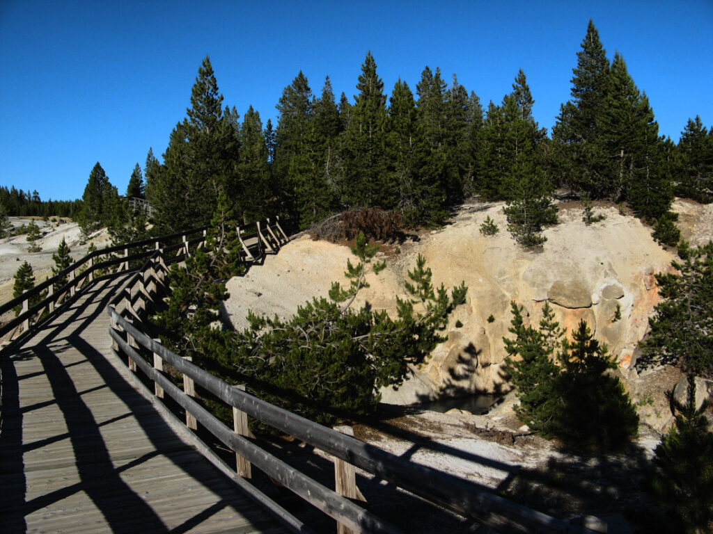 Norris Geyser Basin with boardwalk, Yellowstone National Park