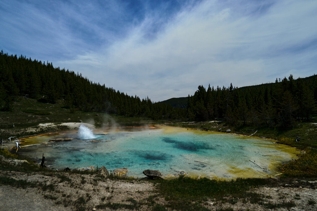 Imperial Geyser with fountain, Yellowstone National Park