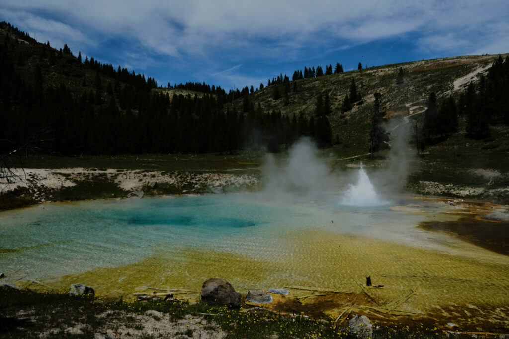 Imperial Geyser with fountain, Yellowstone National Park