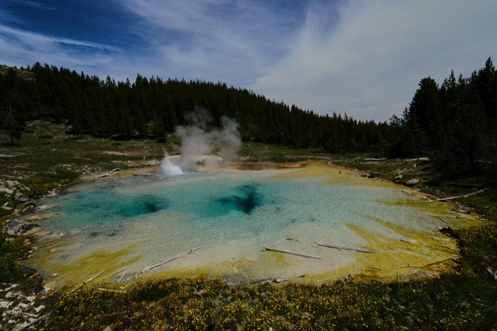 Imperial Geyser with fountain, Yellowstone National Park
