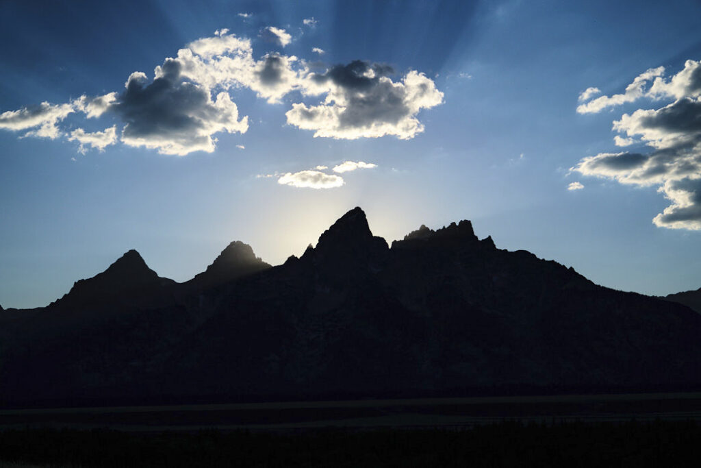 Grand Tetons silhouette at sunset, Grand Teton National Park